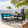 Costway 4PCS Patio Furniture Set Rattan Wicker Conversation Set Outdoor - image 4 of 4