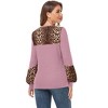 Clearlove Women's Leopard Print Tunic Tops Casual Color Block Blouse Long Sleeve T Shirt - 4 of 4