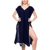 HAPPY BAY Women's Summer Vacation Beachwear Long Bathing Suit Short Front Tie Swimsuit Cover Ups X-Large-XX-Large Blue Solid - 4 of 4