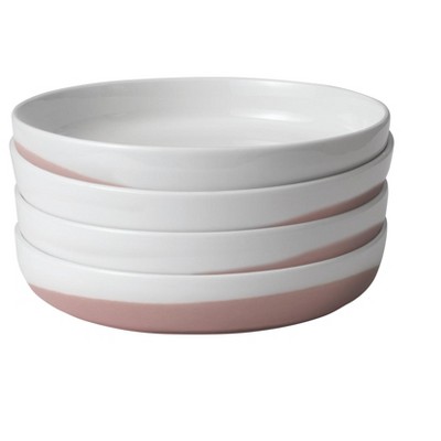 Libbey Austin 10 inch Porcelain Coupe Dinner Plate, Set of 4, Himalayan Salt Pink