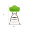 HomeRoots 28" Green And Brown Heavy Duty Plastic And Solid Wood Low Back Counter Height Bar Chair - 3 of 4