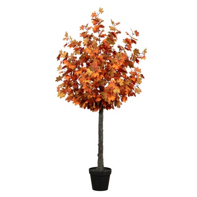 Nearly Natural 6-ft Autumn Lush Maple Artificial Fall Tree