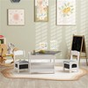 SKRAN 3-Piece Kids Table and Chair Set, 2 in 1 Toddler Table and Chair Set with Reversible Tabletop Blackboard,Storage & Bookshelves for Playroom,Gray - 2 of 4
