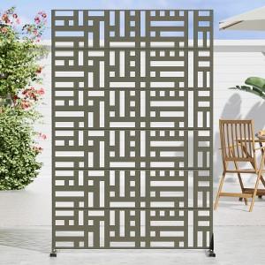 Wooakway 72"H 47"W 16"D Metal Outdoor Privacy Screen Freestanding Patio Decorative Screens - 1 of 4