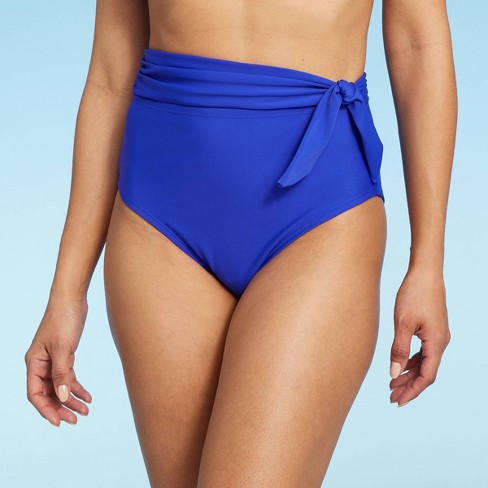 RELLECIGA Women's Sky Blue High Waisted Ruched Bikini Bottom Size Small