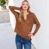Anna-Kaci Women's Long Sleeve Waffle Knit Top with Notched Neckline and Chest Pocket - 3 of 4