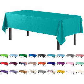 Crown Display 54 in. x 108 in. Plastic Tablecloth - 12 Pack