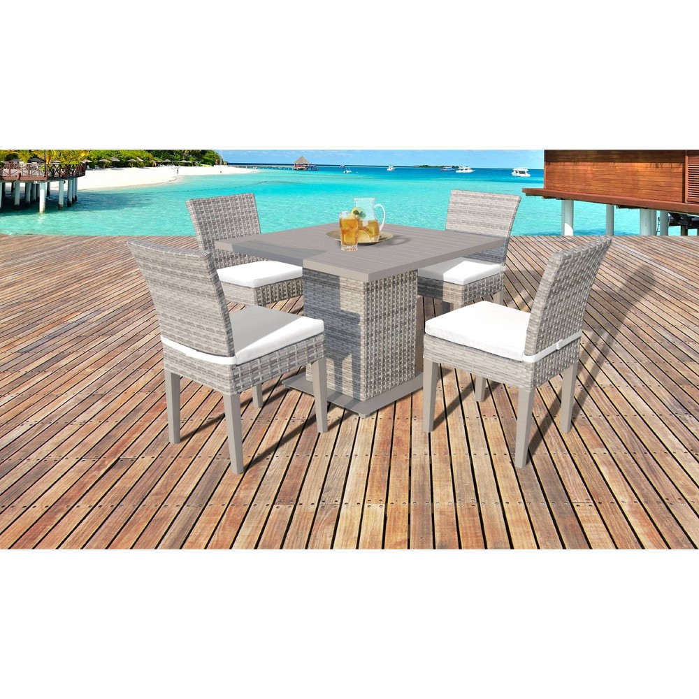 Fairmont 5pc Patio Dining Set with Cushions White TK Classics