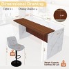 Modern Black Kitchen Island Dining Table with LED Lights and 2 Brown Bar Stools, Faux Marble Counter Height Set for Eat-in Kitchen-3irtyhousy - 4 of 4