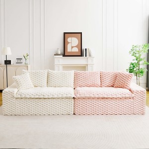 VASIP Luxury Color-Block Turtle Velvet Modular Sofa, Flexible Arrangeable Design for Single Row, Side-by-Side or Facing Layout ,for Living Room - 1 of 4
