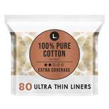 L . Organic Cotton Topsheet Ultra Thin Extra Coverage Panty Liners - 80ct