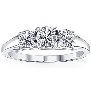Pompeii3 1ct Three Stone Diamond Ring 14K White Gold - 1 of 4
