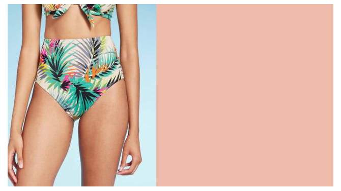 Women's High Waist Medium Coverage Bikini Bottom - Shade & Shore™ Multi Palm Print, 2 of 7, play video