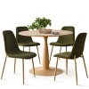 Dining Table Set for 4, Round Pedestal Kitchen Table with Upholstered Chairs, Modern Small Apartment Dining Room Solution-Tanpinhause - 3 of 4