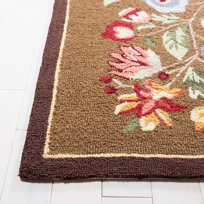 Chelsea Brown Hand-Knotted Floral Wool Area Rug