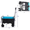 FURNIinspire Wheelbarrows And Lawn Carts Outdoor Mini Folding Wagon Garden Shopping Beach Cart, Lawn Cart With Handle, Black And Blue, 30“*15"*36" - 3 of 4
