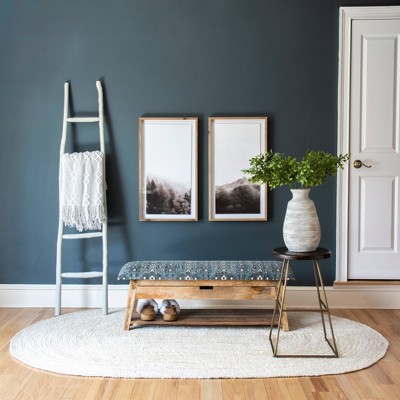 Handcrafted Off-White Oval Jute Area Rug, 4' x 6'