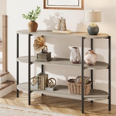 Entryway Console Table, 3 Tier Industrial Metal Sofa Table, Behind Couch Table