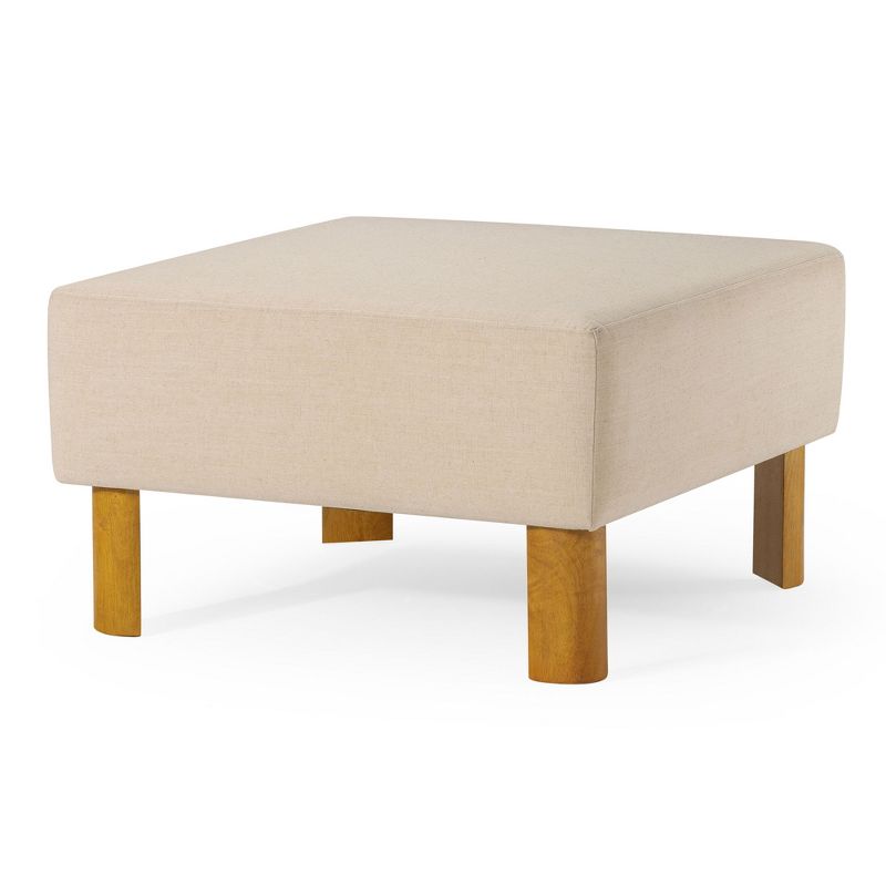 Maven Lane Lena Contemporary Upholstered Ottoman with Refined Wood Finish, 1 of 8