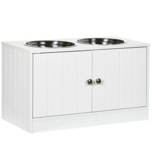 LunaLulinlk Large Elevated Dog Bowls with Storage Cabinet Containing Large 44L Capacity, White - 1 of 4