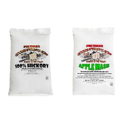 CookinPellets Premium Hickory Grill Smoker Smoking Wood Pellets Bundle w/ CookinPellets Apple Mash Hard Maple Smoker Smoking Wood Pellets, 40 Lb Bags