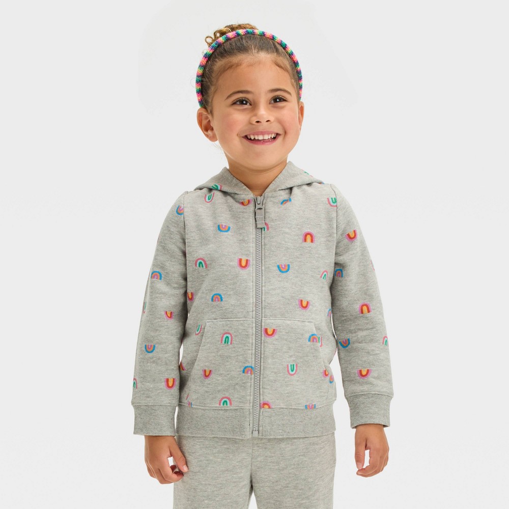 Toddler Girls' Fleece Zip-Up Sweatshirt - Cat & Jack™ Gray 5T