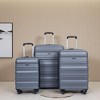 Vynxaria 3-Piece Gray PC Expandable Luggage Set 21/25/29" with Two Hooks Spinner Wheels TSA Lock - 2 of 4