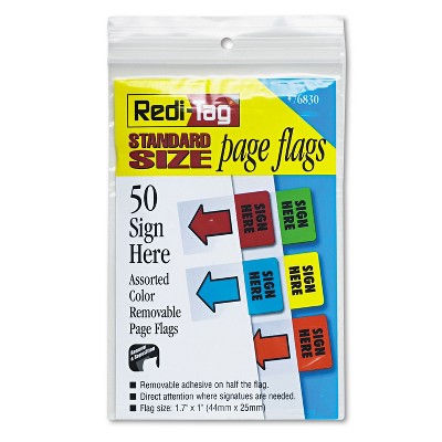 Redi-Tag Removable Page Flags Green/Yellow/Red/Blue/Orange 10/Color 50/Pack 76830