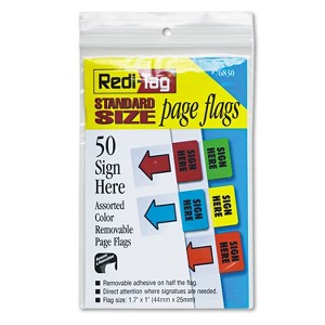 Redi-Tag Removable Page Flags Green/Yellow/Red/Blue/Orange 10/Color 50/Pack 76830 - 1 of 2
