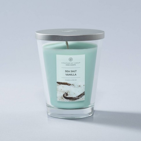 Clear Glass Sea Salt Vanilla Lidded Jar Candle Aqua Blue 11.5oz - Home ...
