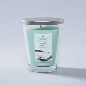 Clear Glass Sea Salt Vanilla Lidded Jar Candle Aqua Blue - Home Scents by Chesapeake Bay Candles