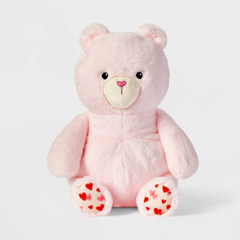 12&#39;&#39; Pink Bear Stuffed Animal with Heart Shaped Nose - Gigglescape&#8482;, 1 of 5