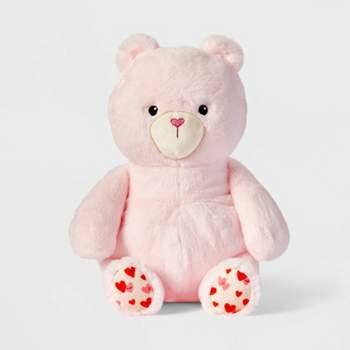 12'' Pink Bear Stuffed Animal with Heart Shaped Nose - Gigglescape™