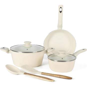 Gibson Home Plaza Cafe 7 Piece Forged Aluminum Cookware Set in Linen