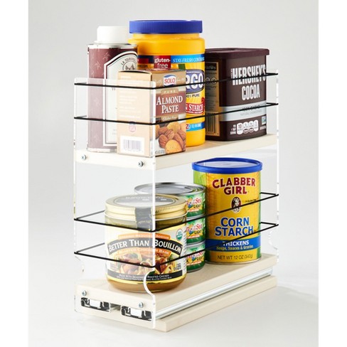 Vertical Spice 2 Drawer Clear Spice Rack Organizer With A Full Extension  Slide And Elastic Flex Sides For Large Jars And Containers, Cream : Target