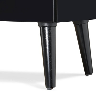 Lennox Black MDF 2-Drawer Nightstand with Chrome Handles