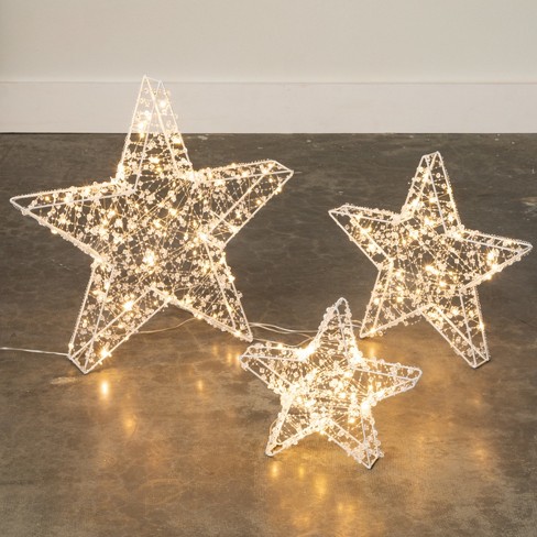 SULLIVANS 19.75 in. and 16 in. Lighted Outdoor Gold Stars Christmas Yard  Decor - Set of 2 PN3975 - The Home Depot