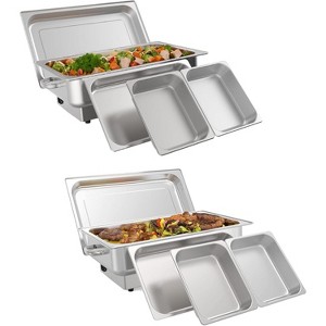 2 Pack Electric Chafing Dishes Buffet Set, 9 QT Stainless Steel Roll Top Catering Chafer Server Food Warmer with Cover for Party Wedding Banquet - 1 of 4