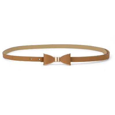 Allegra K Women's Skinny Waist Belt Metal Bow-knot No Buckle Thin Belt 1 Pc