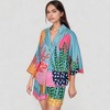 Anna-Kaci Lounge Women's Bold Botanical Print Pajama Set with Long Sleeves Notch Collar Button Front and Matching Shorts - 2 of 4