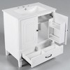 60" Double Sink Bathroom Vanity, Bathroom Cabinet with Ceramic Basins,Adjustable Shelves,Freestanding Vanity - 3 of 4