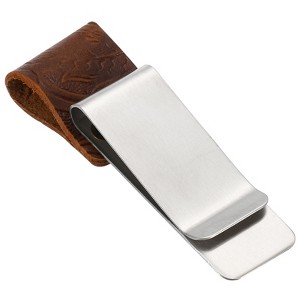 Unique Bargains Stainless Steel Carved Sleeve Pen Loop Clips for Notebook - 1 of 4