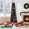 6FT Pre-Lit Artificial Christmas Tree, Black Pencil Christmas Tree with 250 LED Lights, Xmas Tree For Home Office Party Holiday Decoration - 2 of 4