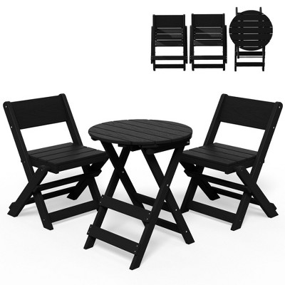 Hyleory 3-Piece Patio Bistro Set - Foldable Table & Chairs with Coffee Table, Lightweight for Balcony, Garden, Apartment ,Weather-Resistant