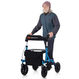 Costway Foldable Height Adjustable Rollator Walker with Seat, Storage Bag for Seniors Blue/Purple/Black - 1 of 4