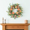 HomeRoots 26" Green Orange And Pink Daisy Artificial Wreath - 2 of 4
