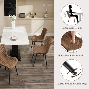 Chair, Office Chair, 2 Set leather Upholstered Dining Chair, with Backrest and Metal Legs, Dining Room, Bedroom, Office, Meeting Room - 1 of 4