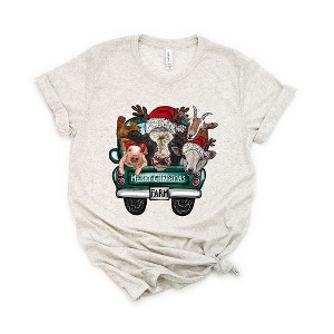 Simply Sage Market Women's Merry Christmas Farm Truck Short Sleeve Graphic Tee - 1 of 4