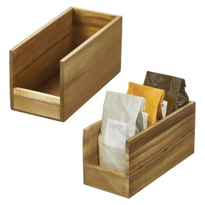 iDesign Acacia Wood Open-Front Pantry Bin for Kitchen Organization - Set of 2 - Natural - 1 of 4