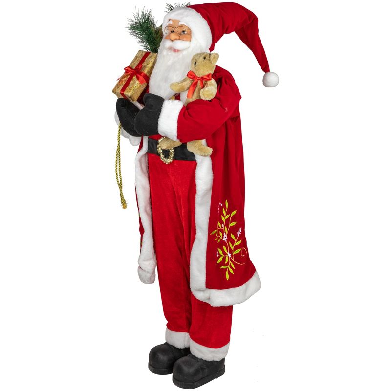 Northlight 48" Santa Claus with Teddy Bear and Gift Sack Standing Christmas Figure, 4 of 6